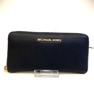 Michael Kors Saffiano Leather Navy Blue Wallet